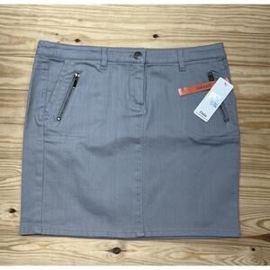 NWT Dalia Collection Denim Skirt Size 8 Stretch Cotton Zip Pockets Mini Gray